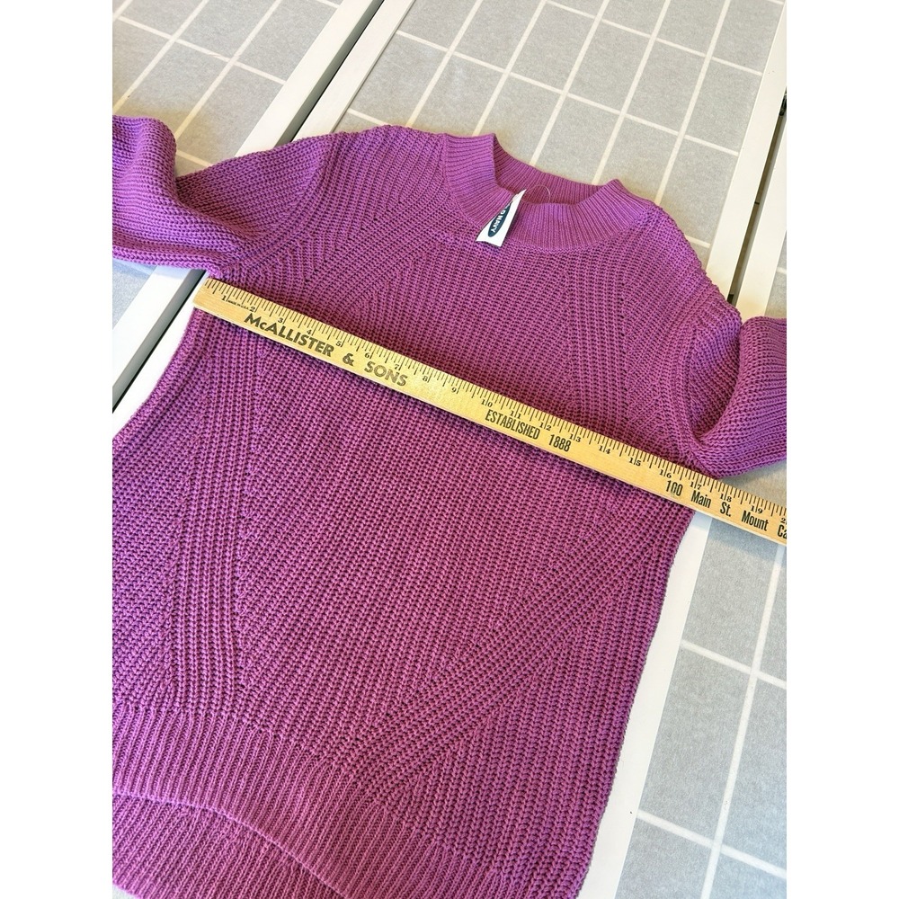 NWT 🪻Old Navy Purple Cable Knit Mock Neck Sweater Long Sleeve Sz youth XL-14💜 - Picture 5 of 7